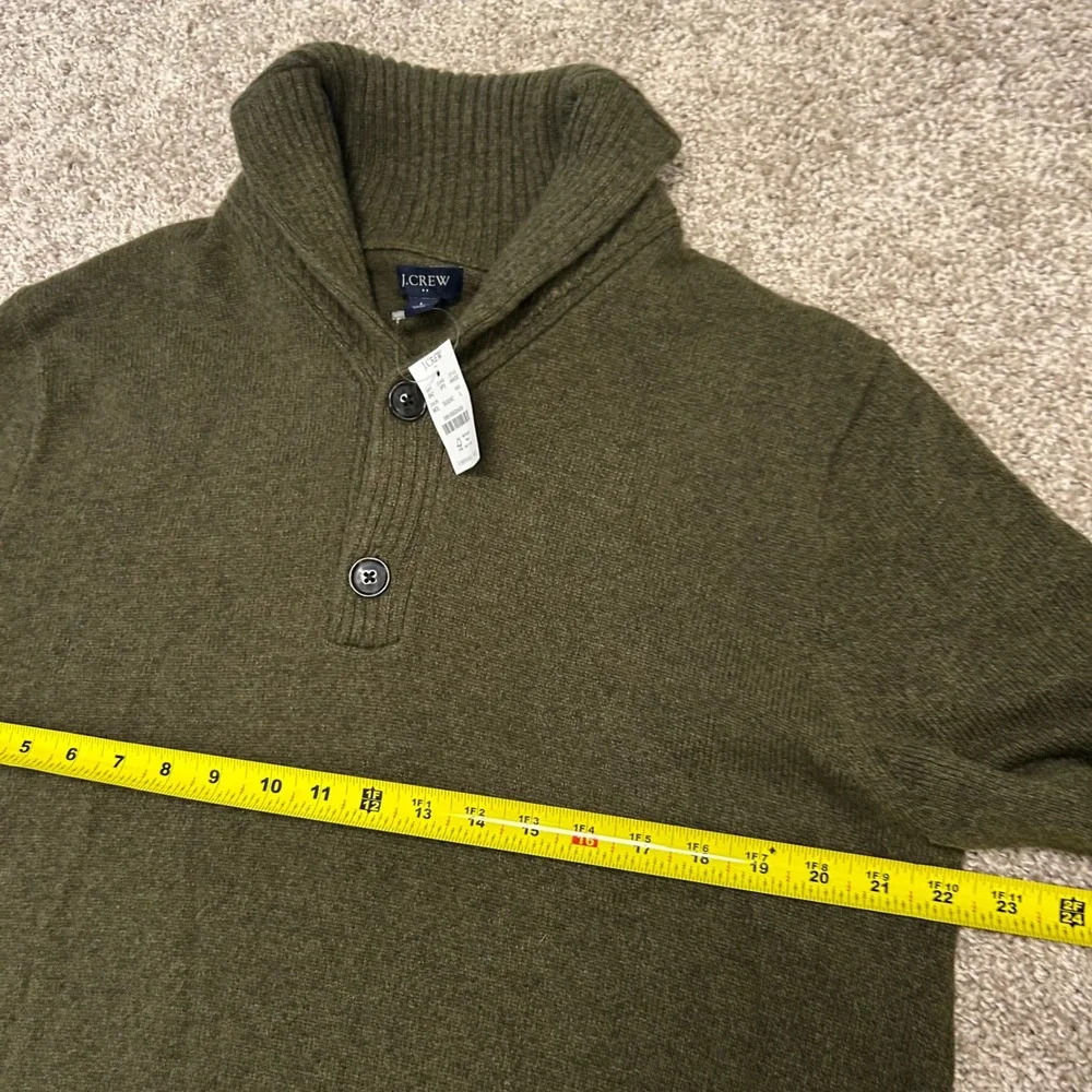 J.Crew Shawl Collar Sweater Wool Blend Men Size Large Olive Green Preppy NWT